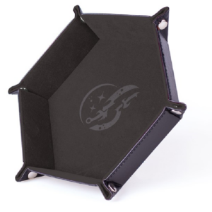 Piste de dés : Dagues Furtives - Cuir et Velours - Grise - Hexagonale