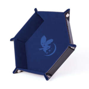 Piste de dés : Hibou Mystique - Cuir et Velours - Bleue - Hexagonale