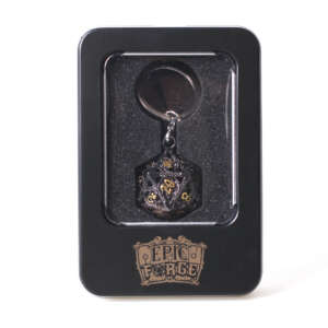 Porte-clés JDR : D20 Noir doré