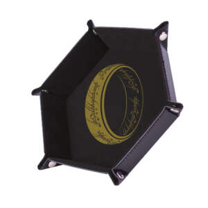 Piste de dés : L'anneau unique - Cuir et Velours - Noire - Hexagonale