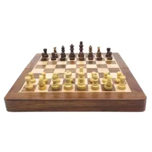 Jeu d'échecs : En acacia - Pliable - Magnétique - 25cm